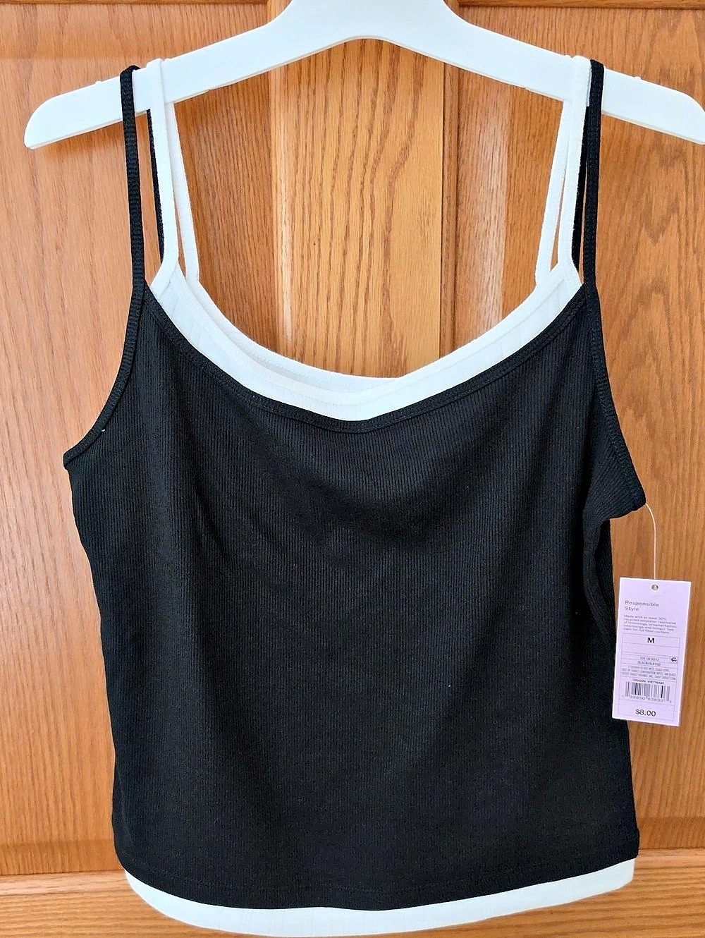 Wild Fable Ribbed Color Block Tank in Black & White Size Medium NWT